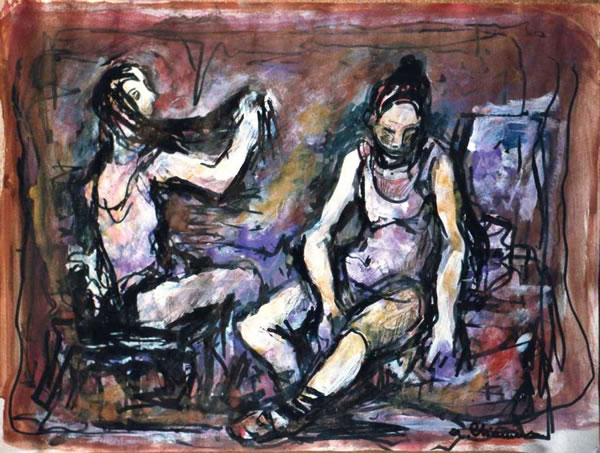 Ballerine, 1988, tecnica mista su carta, cm 30x40, Napoli, collezione privata